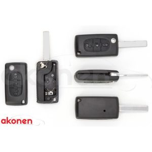 Carcasa Cheie Contact Pentru Citroen Berlingo / C2 / C3. 3 Butoane. Cu Cheie Akonen